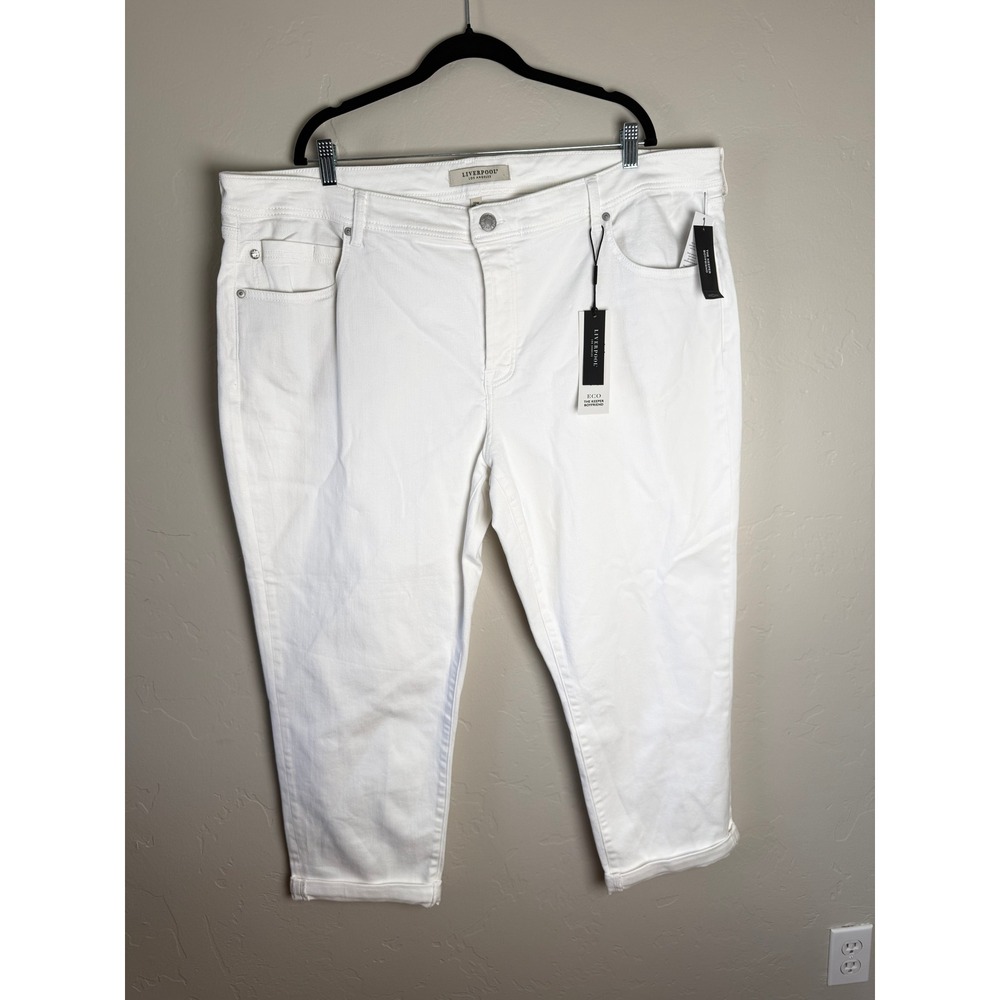 NWT Liverpool Los Angeles Eco The Keeper Boyfriend‎ Jeans Plus White Stretch